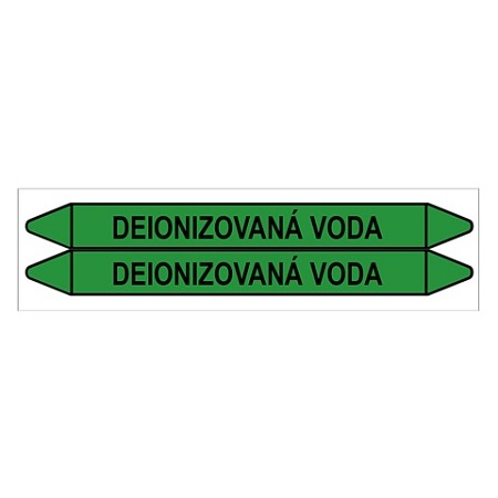 Značení potrubí, deionizovaná voda,2 ks, 450 × 52 mm